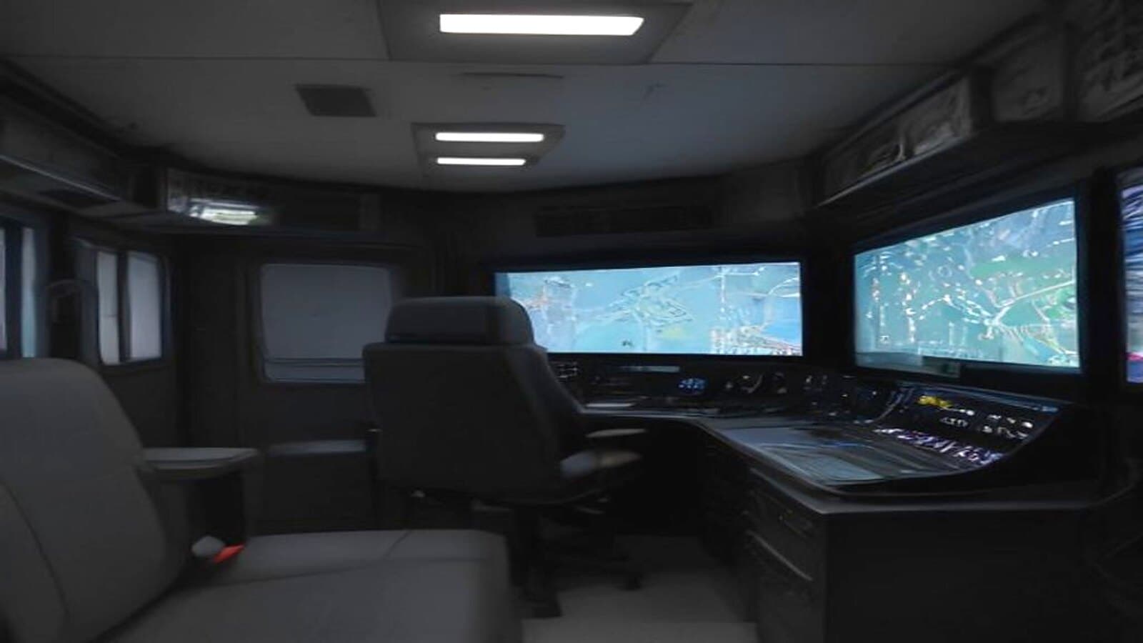 Sentinel command module interior with console seating